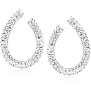 image:imageRossSimons RhodiumPlated FrontBack Hoop Earrings With 700 ct tw Czs
