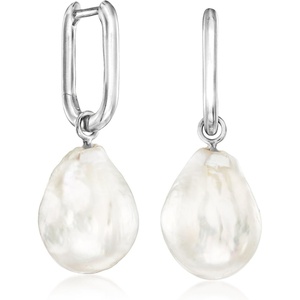 image:imageRossSimons Sterling Silver Hoop Earrings With Removable 1213mm Cultured Baroque Pearl Drops