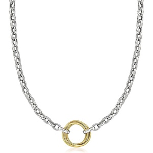 image:imageRossSimons Sterling Silver and 14kt Yellow Gold MultiCircle RoloChain NecklaceNo Gemstone