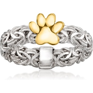 image:imageRossSimons Sterling Silver and 18kt Gold Over Sterling Byzantine Paw Print RingNo Gemstone