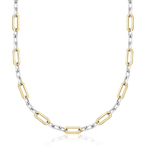 image:imageRossSimons Sterling Silver and 18kt Gold Over Sterling Paper Clip Link NecklaceNo Gemstone