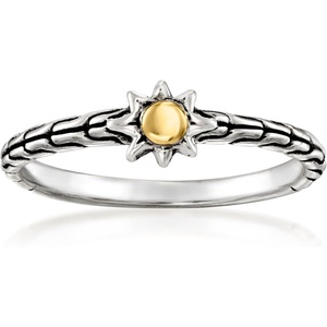 image:imageRossSimons Sterling Silver and 18kt Yellow Gold BaliStyle Sun RingNo Gemstone