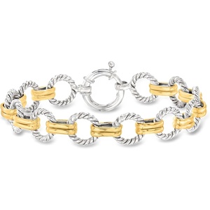 image:imageRossSimons TwoTone Sterling Silver Twisted CircleLink Braceletno gemstone