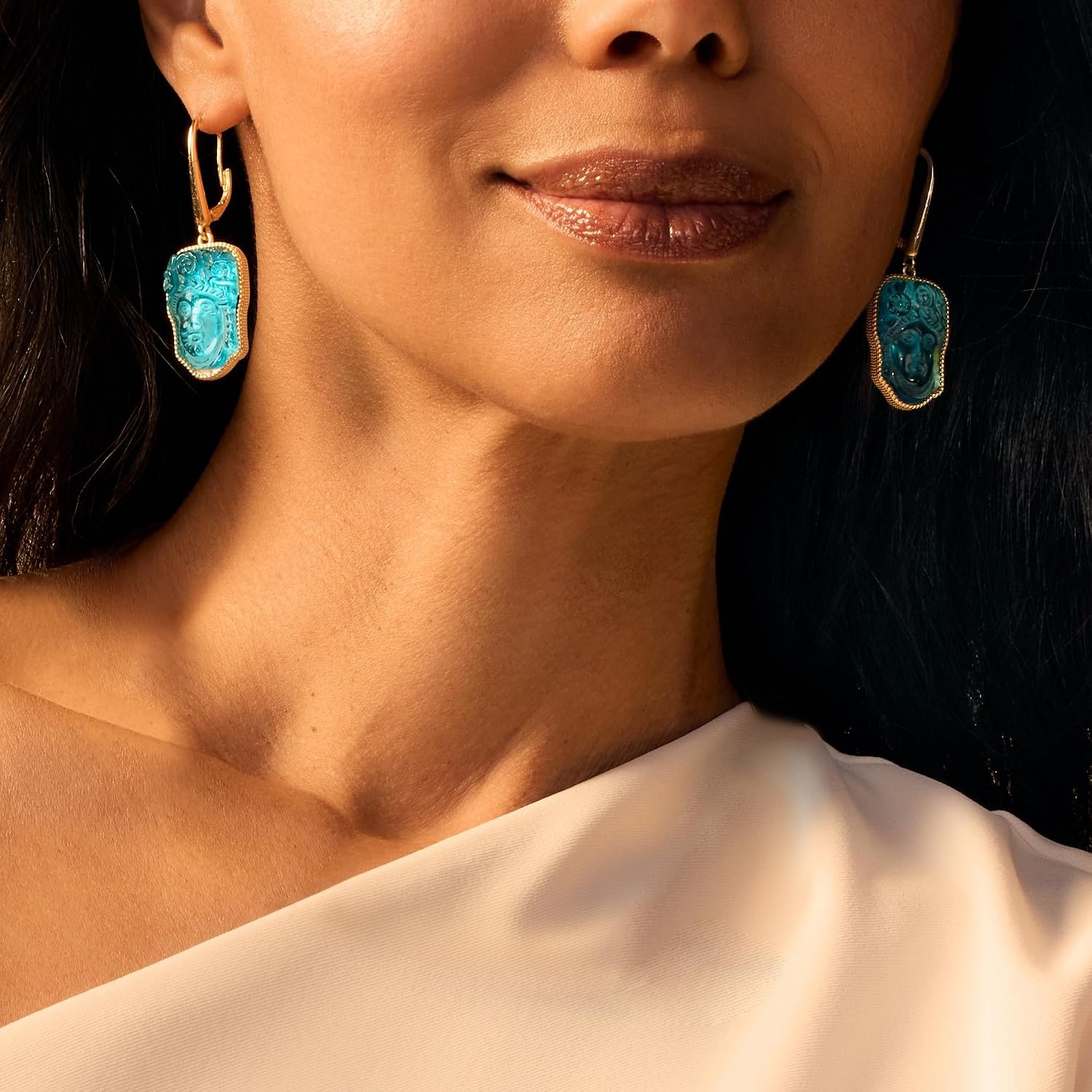 image:imageRossSimons Italian Tagliamonte Blue Venetian Glass Flora Drop Earrings in 18kt Gold Over Sterling