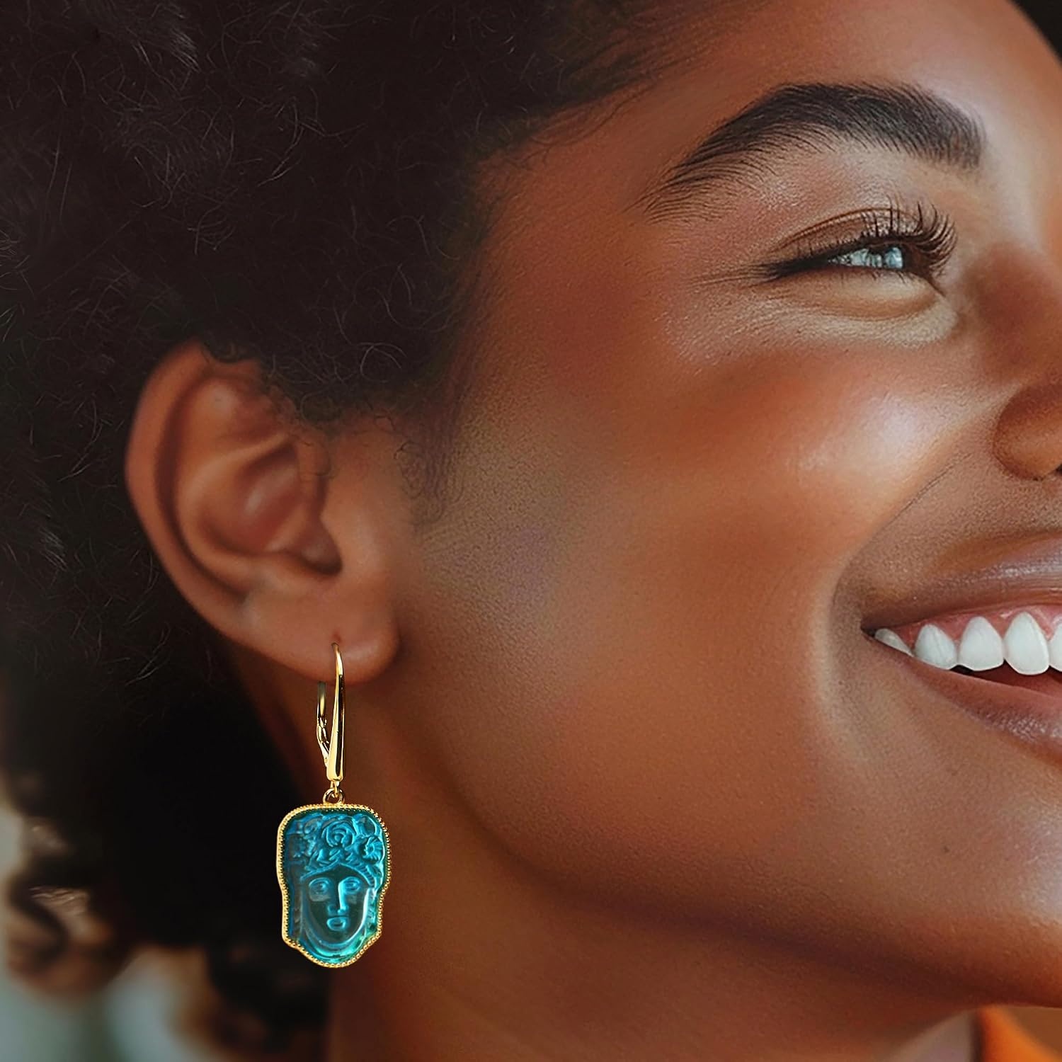 image:imageRossSimons Italian Tagliamonte Blue Venetian Glass Flora Drop Earrings in 18kt Gold Over Sterling