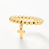 image:imagePure Collection by RossSimons 3mm 14kt Yellow Gold Bead Stretch Ring With Cross CharmNo Gemstone