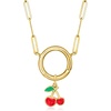 image:imagePure Collection by RossSimons Red and Green Enamel Cherries Charm in 14kt Yellow Gold