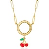 image:imagePure Collection by RossSimons Red and Green Enamel Cherries Charm in 14kt Yellow Gold