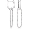 image:imageRossSimons 015 ct tw Diamond Paper Clip Link Removable Hoop Drop Earrings in Sterling Silver