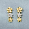 image:imageRossSimons 025 ct tw Diamond Flower Drop Earrings in 18kt Gold Over Sterling