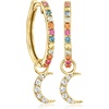 image:imageRossSimons 050 ct tw Multicolored Sapphire and 30 ct tw White Zircon Celestial Hoop Drop Earrings in 18kt Gold Over Sterling