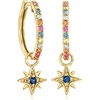 image:imageRossSimons 050 ct tw Multicolored Sapphire and 30 ct tw White Zircon Celestial Hoop Drop Earrings in 18kt Gold Over Sterling