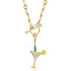 image:imageRossSimons 060 ct tw White Topaz Martini Charm With Emeralds in 18kt Gold Over Sterling
