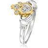 image:imageRossSimons 063 ct tw LabGrown Diamond Claddagh Ring in Sterling Silver With 18kt Gold Over SterlingDiamond