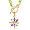 image:imageRossSimons 130 ct tw MultiGemstone Flower Charm With Single Diamond in 18kt Gold Over Sterling