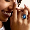 image:imageRossSimons 14kt Yellow GoldPlated Ring With Simulated Sapphire and 81 ct tw CzsCubic Zirconia
