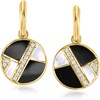 image:imageRossSimons 18kt Gold Over Sterling Hoop Earrings With Removable Onyx MotherOfPearl and 90 ct tw White Topaz Drops