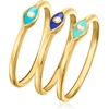 image:imageRossSimons 18kt Gold Over Sterling Jewelry Set 3 Tonal Blue Enamel Evil Eye RingsNo Gemstone