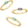 image:imageRossSimons 18kt Gold Over Sterling Jewelry Set 3 Tonal Blue Enamel Evil Eye RingsNo Gemstone