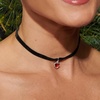 image:imageRossSimons 190 Carat Garnet Heart Choker Necklace With Sterling Silver and Black Velvet Cord 13 inches