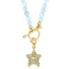 image:imageRossSimons 354mm Aquamarine Bead CharmCompatible Toggle Necklace in 18kt Gold Over SterlingAquamarine