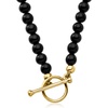 image:imageRossSimons 354mm Onyx Bead CharmCompatible Toggle Necklace in 18kt Gold Over SterlingOnyx