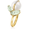 image:imageRossSimons 9510mm Cultured Pearl and 180 ct tw Prasiolite Ring With Diamonds in 14kt Yellow Gold