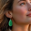 image:imageRossSimons Carved Jade Floral Drop Earrings With 14kt Yellow Gold