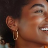 image:imageRossSimons Italian 2mm 10kt Yellow Gold Hoop Earrings