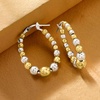 image:imageRossSimons Italian 36mm Sterling Silver and 18kt Gold Over Sterling Bead Oval Hoop Earrings
