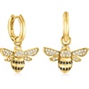 image:imageRossSimons Italian 50 ct tw Black and White CZ Removable Bumblebee Charm Huggie Hoop Earrings in 18kt Gold Over Sterling