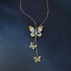image:imageRossSimons Italian Blue and Cream Enamel Butterfly Necklace in 10kt Yellow Gold 18 inches
