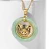 image:imageRossSimons Jade Tiger Head Pendant Necklace in 18kt Gold Over Sterling 18 inches