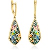 image:imageRossSimons Multicolored Enamel and Abalone Shell Hummingbird Mosaic Drop Earrings in 18kt Gold Over Sterling