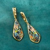 image:imageRossSimons Multicolored Enamel and Abalone Shell Hummingbird Mosaic Drop Earrings in 18kt Gold Over Sterling