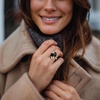 image:imageRossSimons Onyx and 20 ct tw White Zircon Butterfly and Flower Ring With Single Black Spinel in 18kt Gold Over SterlingOnyx