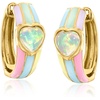 image:imageRossSimons Opal Heart Hoop Earrings With Multicolored Pastel Enamel in 18kt Gold Over Sterling
