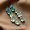 image:imageRossSimons RhodiumPlated Linear Drop Earrings With Simulated Tonal Blue Gemstones