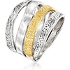 image:imageRossSimons Sterling Silver and 18kt Gold Over Sterling Textured and Polished MultiRow RingNo Gemstone