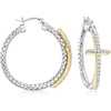 image:imageCharles Garnier 80 ct tw CZ Cross Hoop Earrings in Sterling Silver With 18kt Gold Over Sterling