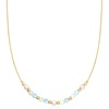 image:imagePure Collection by RossSimons 180 ct tw Aquamarine and 445mm Prehnite Bead Station Necklace With 455mm Cultured Pearls in 18kt Gold Over Sterling16 Inches