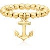 image:imagePure Collection by RossSimons 3mm 14kt Yellow Gold Bead Stretch Ring With Anchor CharmNo Gemstone