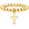 image:imagePure Collection by RossSimons 3mm 14kt Yellow Gold Bead Stretch Ring With Cross CharmNo Gemstone