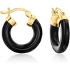 image:imagePure Collection by RossSimons Black Agate Hoop Earrings With 18kt Gold Over Sterling