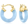 image:imagePure Collection by RossSimons Blue Jade Hoop Earrings in 18kt Gold Over Sterling