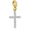 image:imageRossSimons 010 ct tw Diamond Cross Charm in 18kt Gold Over Sterling