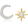 image:imageRossSimons 010 ct tw Diamond Moon and Star Mismatched Earrings in 18kt Gold Over Sterling