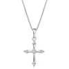 image:imageRossSimons 012 ct tw LabGrown Diamond Cross Pendant Necklace in Sterling Silver 18 inches