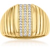 image:imageRossSimons 020 ct tw Diamond Ribbed Ring in 18kt Gold Over SterlingDiamond