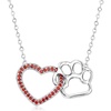 image:imageRossSimons 020 ct tw Garnet Heart and Sterling Silver Paw Print Necklace 18 inches